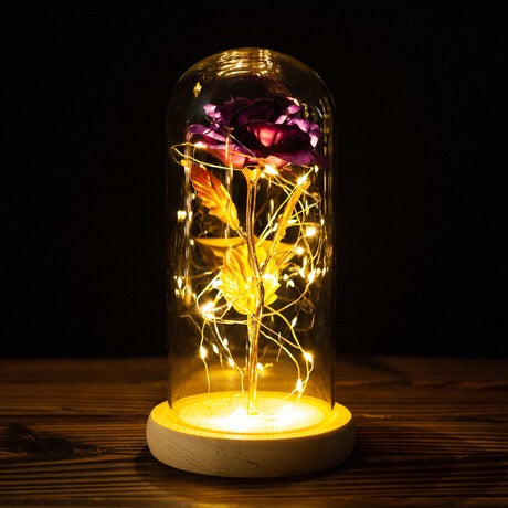 24k Gold Galaxy Rose with LED Light, Glass Dome, for Valentine's & Mother's Day. - Tech genius & freaks