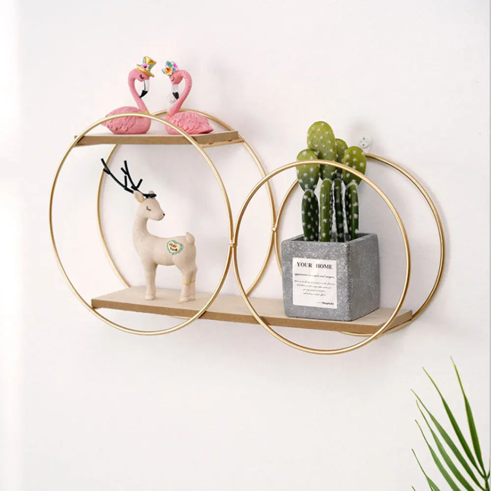 Room Rack Decoration Wall Circular Hanging Home Decor Shelves Candle Holder Aesthetic And Supports Wooden Teen Living Floating - Tech genius & freaks