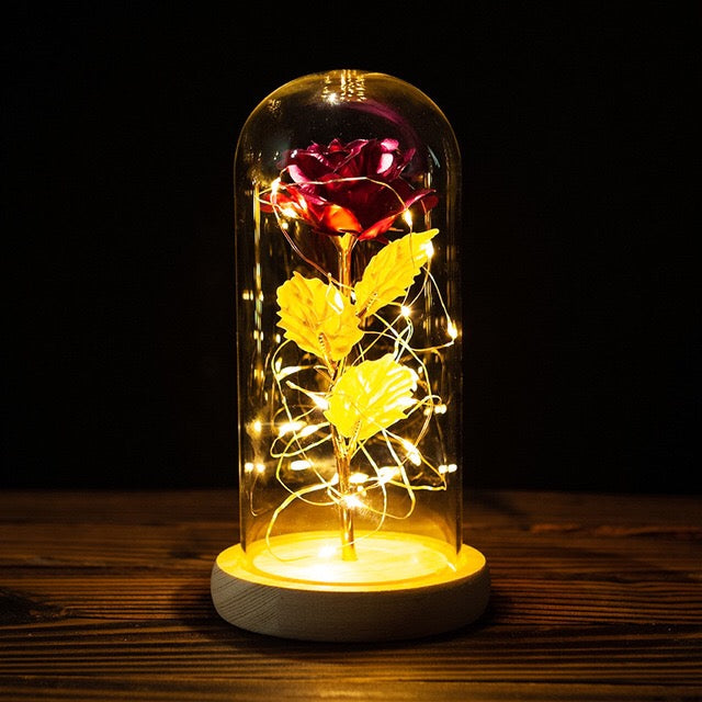 24k Gold Galaxy Rose with LED Light, Glass Dome, for Valentine's & Mother's Day. - Tech genius & freaks