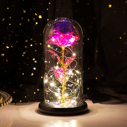 24k Gold Galaxy Rose with LED Light, Glass Dome, for Valentine's & Mother's Day. - Tech genius & freaks