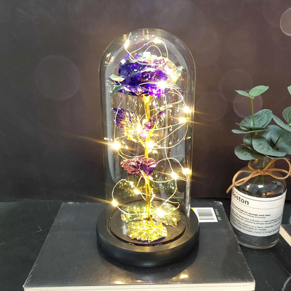 24k Gold Galaxy Rose with LED Light, Glass Dome, for Valentine's & Mother's Day. - Tech genius & freaks