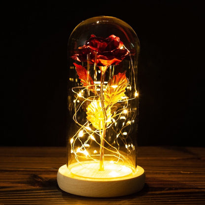 24k Gold Galaxy Rose with LED Light, Glass Dome, for Valentine's & Mother's Day. - Tech genius & freaks