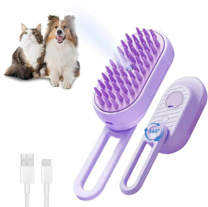 3-in-1 Pet Spa Steam Brush with Folding Handle - Tech genius & freaks