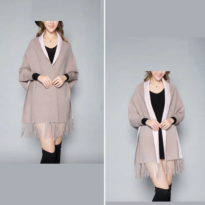 Chic Dual-Tone Wrap Coat - Tech genius & freaks