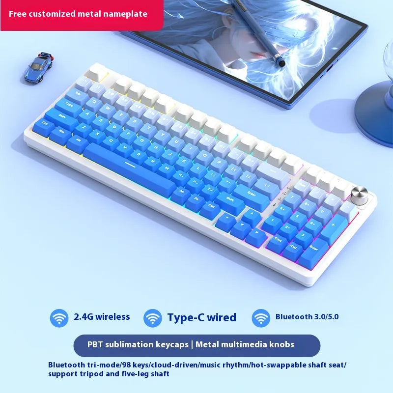 Wireless 98-Key Hybrid Mechanical Keyboard - Tech genius & freaks