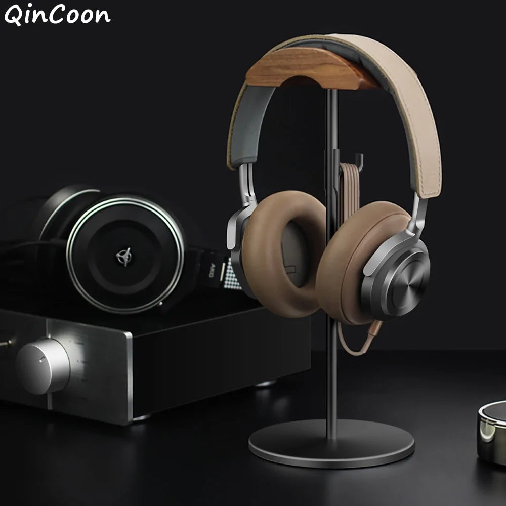 Chic Walnut & Aluminum Headphone Holder