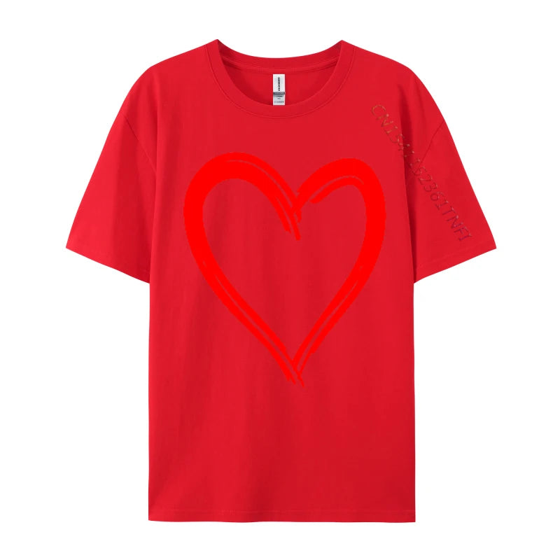 Red Heart Cool Love Heart Valentines Day Faddish Men T-Shirt Fitness Tight Simple Style Tops & Tees Pure Cotton Camis - Tech genius & freaks