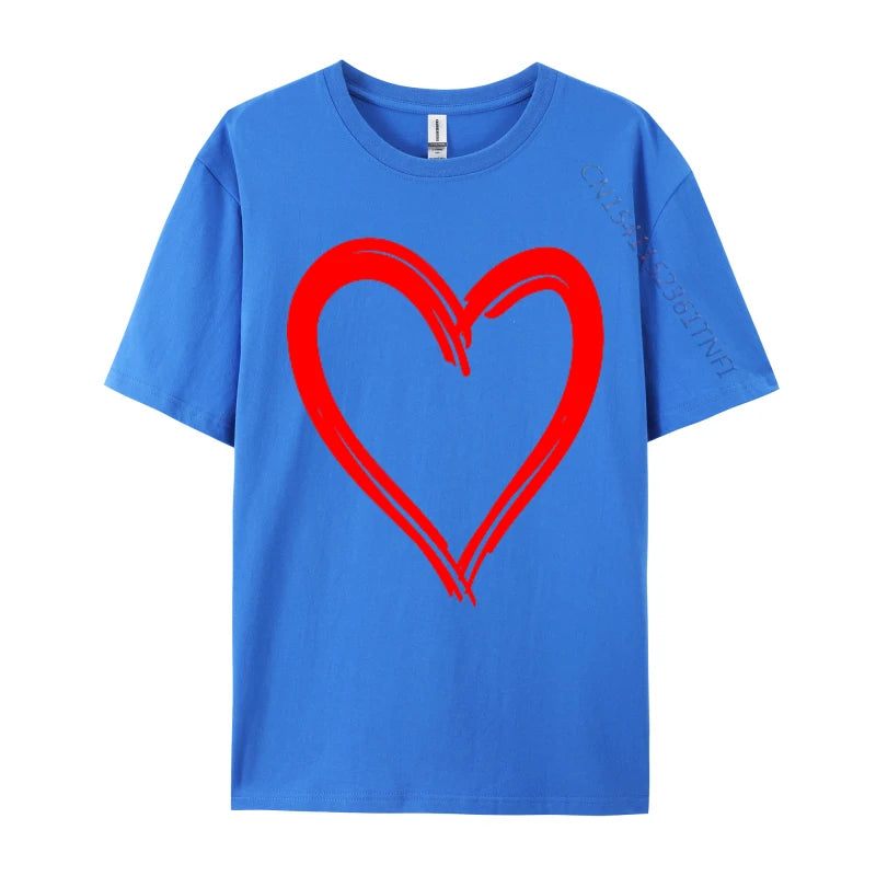 Red Heart Cool Love Heart Valentines Day Faddish Men T-Shirt Fitness Tight Simple Style Tops & Tees Pure Cotton Camis - Tech genius & freaks