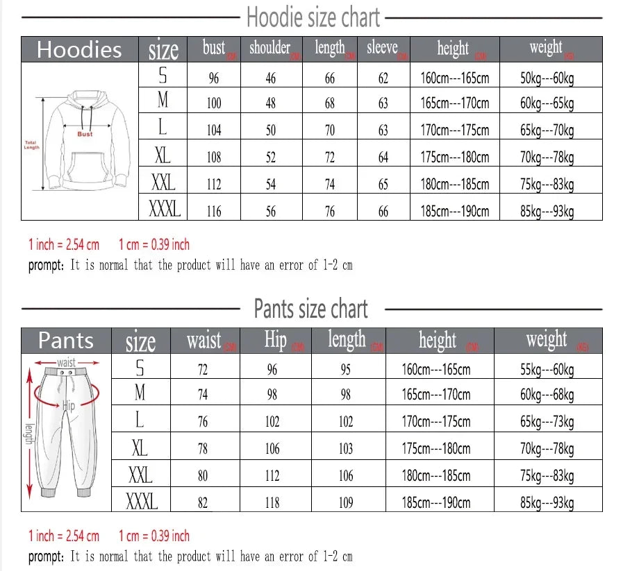 Hoodie Pants 2 Piece Sets Basketball Pullover Men’s Clothing Sweatshirt Tracksuit Women Sportswear Clothes for Men Tracksuit Men - Tech genius & freaks