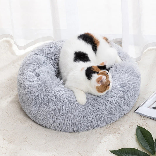 Cat Nest Round Soft Shaggy Mat for Kittens Chihuahua Indoor Dog Cat Bed Pet Supplies Removable Machine Washable Pillow Bed - Tech genius & freaks