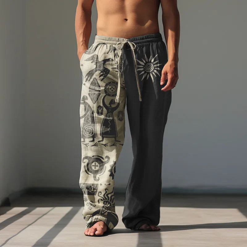 Men's Summer Fashion Casual Beach Pants Wide Leg Pants Hawaiian Style 3D Printed Wide Leg Pants - Tech genius & freaks