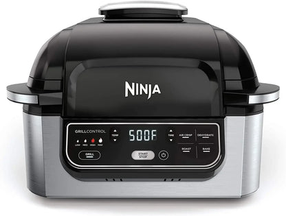 Ninja AG301 Foodi 5-in-1 Indoor Electric Grill with Air Fry, Roast, Bake & Dehydrate - Programmable, Black/Silver - Tech genius & freaks