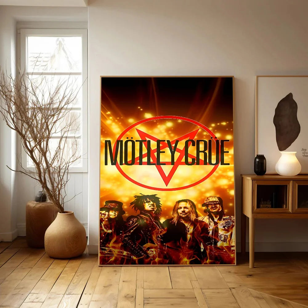 Popular Band Motley_Crues-Retro Anime Posters Sticky HD Quality Wall Art Retro Posters for Home Room Wall Decor - Tech genius & freaks