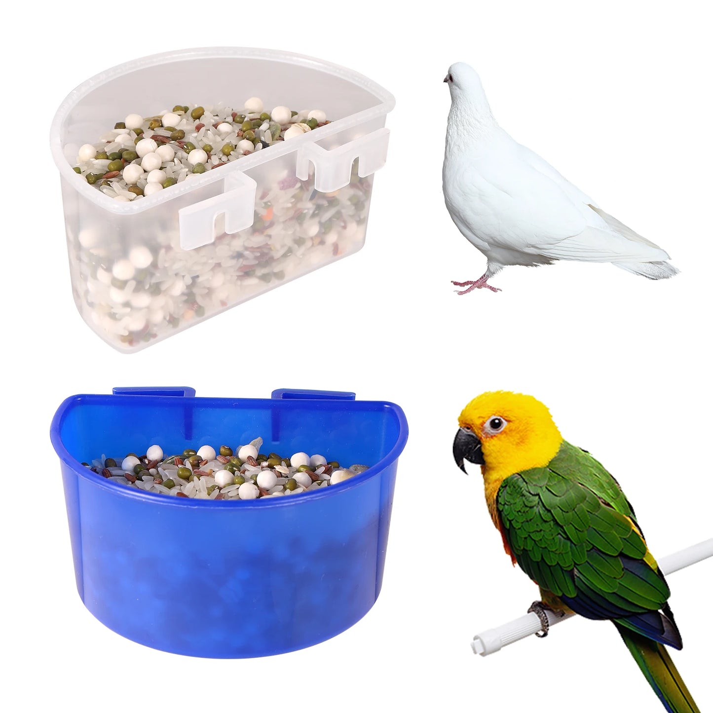 5Pcs Plastic Cup Pet Birds Feeder Bowl Parrot Food Water Bowl Hanging Trough Feeding Splash-proof Cup Pigeons Cage Feeder Tool - Tech genius & freaks