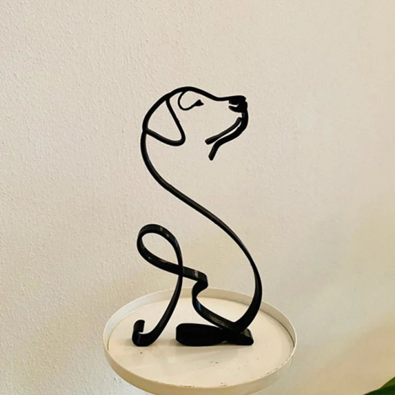 ROTORS Dog Minimalist Art Sculpture, Metal Abstract Dog Line Geometric Drawing Art Statue, Creative Puppy Line Drawing Ornaments - Tech genius & freaks