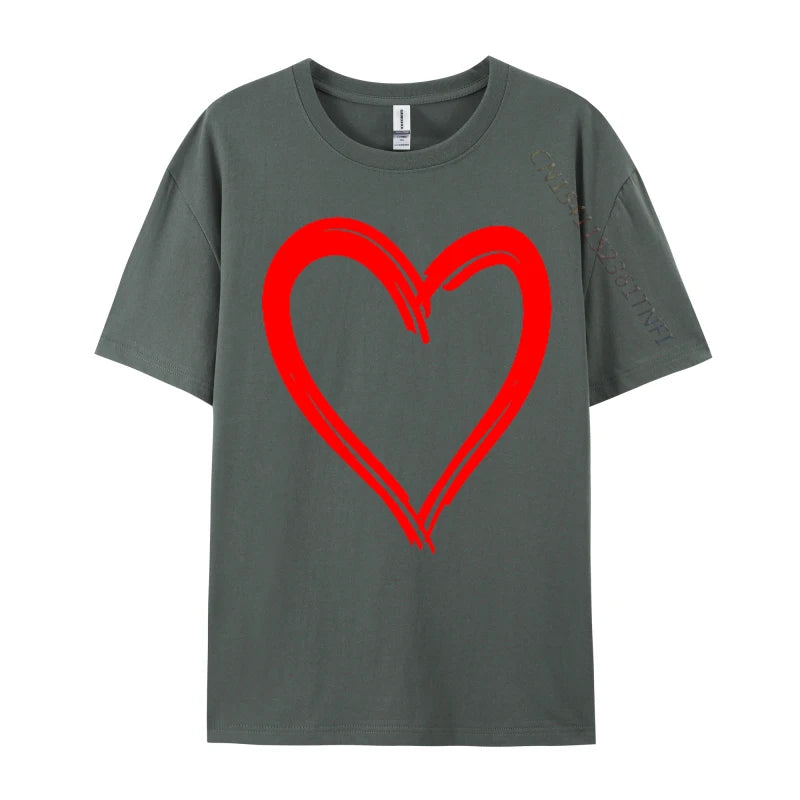 Red Heart Cool Love Heart Valentines Day Faddish Men T-Shirt Fitness Tight Simple Style Tops & Tees Pure Cotton Camis - Tech genius & freaks