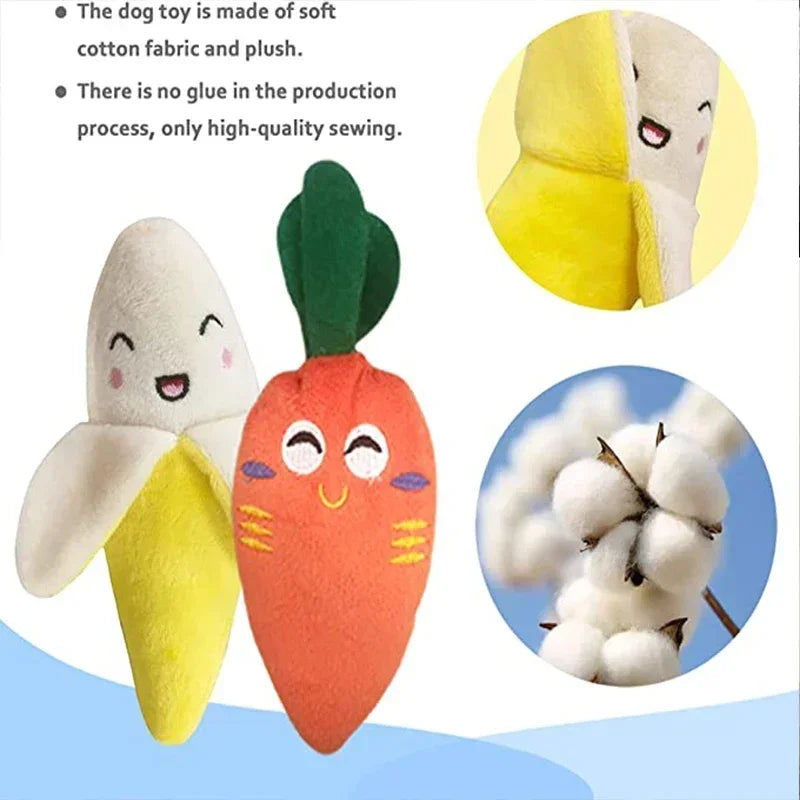 Puppy Dog Plush Squeaky Toy for Small Medium Dogs Cute Bone Carrot Toy for Aggressive Chewers Pet Cat Products Puppy Accessories - Tech genius & freaks