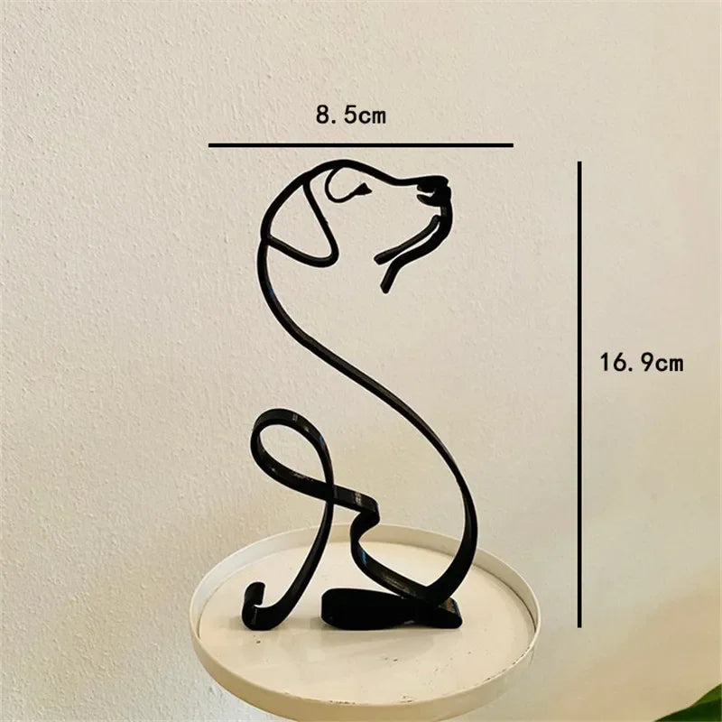 ROTORS Dog Minimalist Art Sculpture, Metal Abstract Dog Line Geometric Drawing Art Statue, Creative Puppy Line Drawing Ornaments - Tech genius & freaks