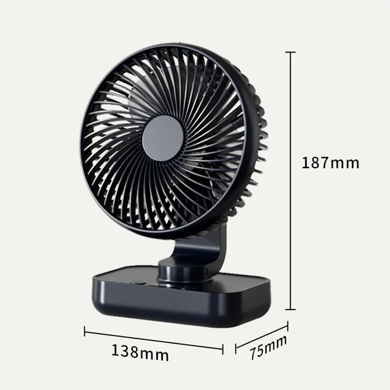 Portable Table Fan Type-c Rechargeable 4 Speeds Desk USB Cooling Fan Wireless Oscillating Wall Hanging Fan 90° Degrees Adjust - Tech genius & freaks