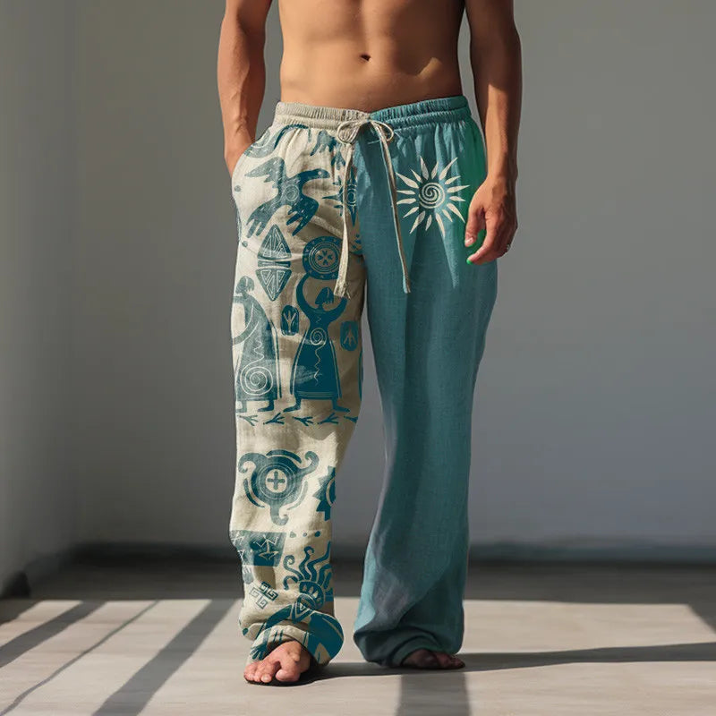 Men's Summer Fashion Casual Beach Pants Wide Leg Pants Hawaiian Style 3D Printed Wide Leg Pants - Tech genius & freaks