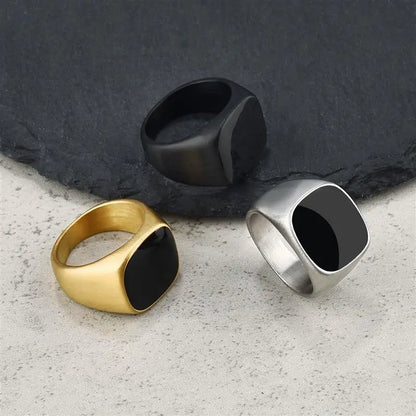 Fashion Male Punk Rock Stainless Steel Black Frosted Ring For Men Women Hip Hop Party Male Wedding Jewelry Gift - Tech genius & freaks