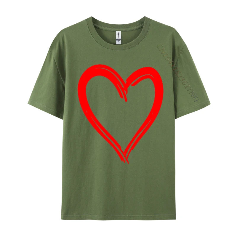 Red Heart Cool Love Heart Valentines Day Faddish Men T-Shirt Fitness Tight Simple Style Tops & Tees Pure Cotton Camis - Tech genius & freaks