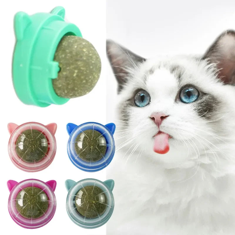 Natural Catnip Cat Rotatable Catnip Wall Ball Toys Licking Snacks Healthy Nutrition Ball Teeth Cleaning Catnip Toy Pet Supplies - Tech genius & freaks