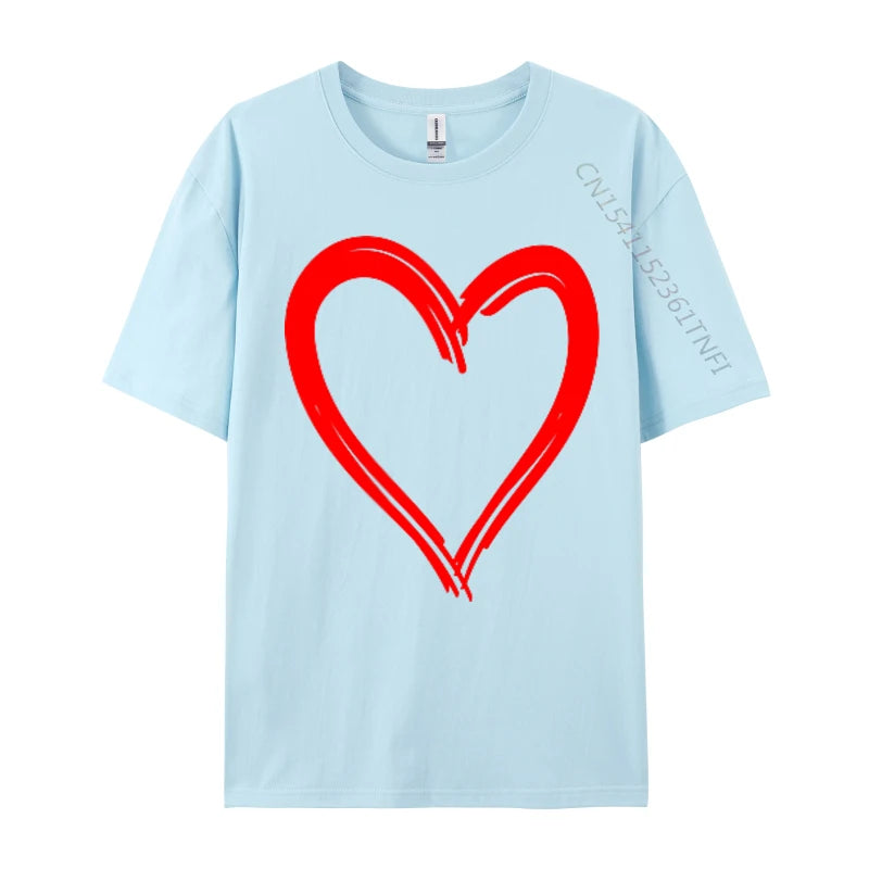 Red Heart Cool Love Heart Valentines Day Faddish Men T-Shirt Fitness Tight Simple Style Tops & Tees Pure Cotton Camis - Tech genius & freaks