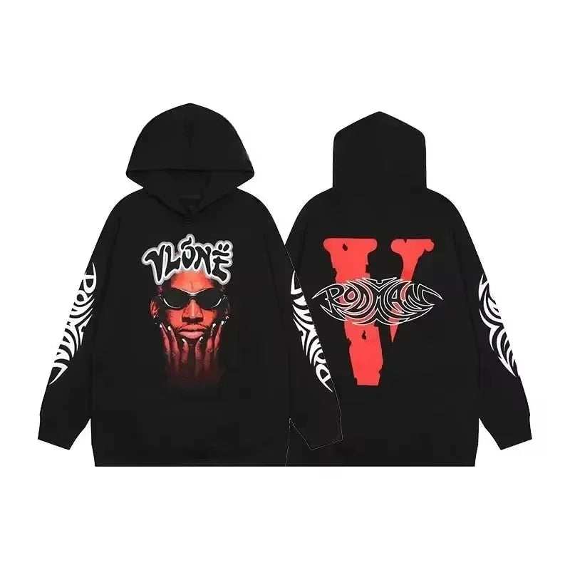 2024 Fashion SS Vlone Hiroshi Fujiwara Cotton Print Loose and Comfortable Couple Clothing Autumn and Winter Hoodie Trend Wear - Tech genius & freaks