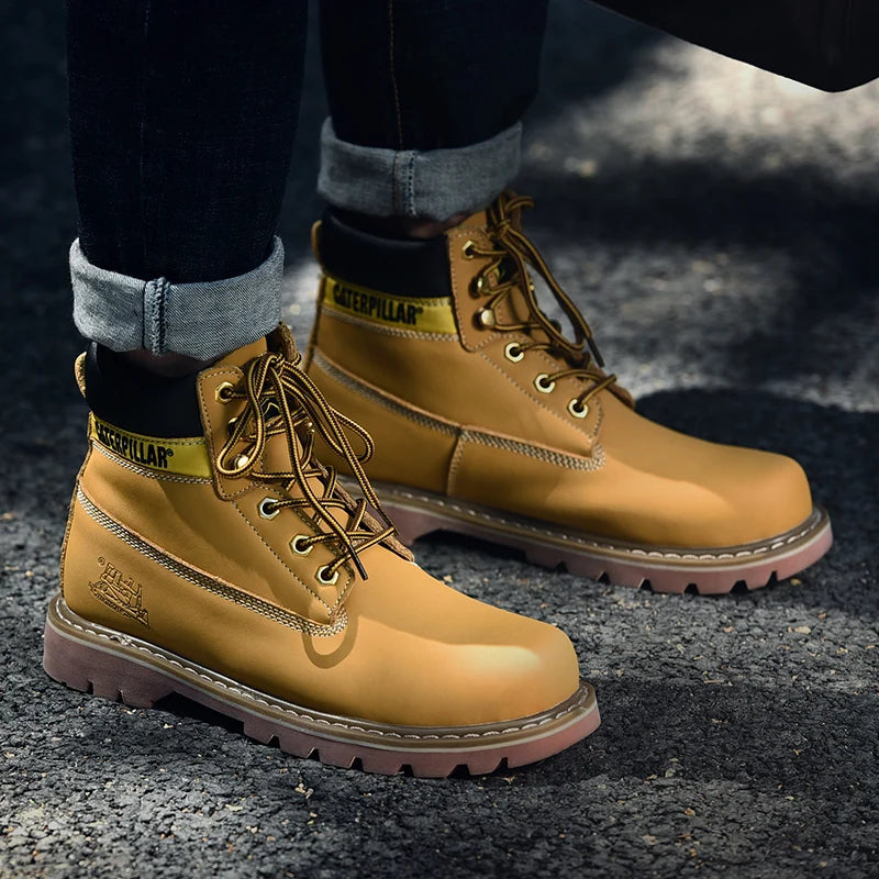 Genuine Leather Mens Women Winter Ankle Military Treking Snow Yellow Designer Tactical Boots Outdoor for Men Work Shoes Sneakers - Tech genius & freaks