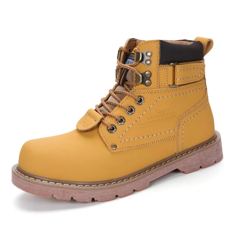 Genuine Leather Mens Women Winter Ankle Military Treking Snow Yellow Designer Tactical Boots Outdoor for Men Work Shoes Sneakers - Tech genius & freaks