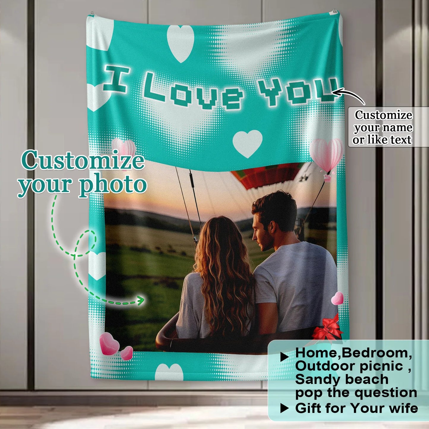 Personalized Photo Blanket Custom Gift for Your Wife Girlfriend Loved for Home Bedroom Outdoor Picnic Beach or Romantic Propose - Tech genius & freaks