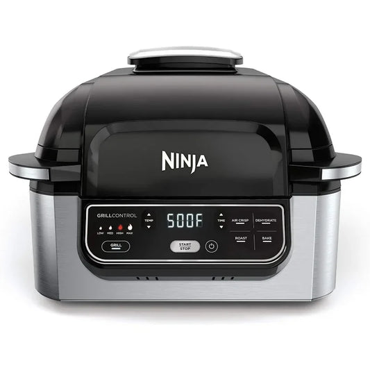 Ninja AG301 Foodi 5-in-1 Indoor Electric Grill with Air Fry, Roast, Bake & Dehydrate - Programmable, Black/Silver - Tech genius & freaks