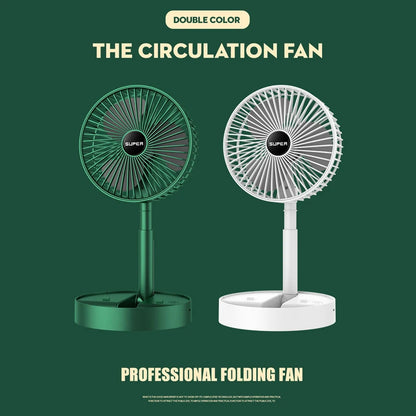 Portable Foldable Retractable Cooling Fan USB Rechargeable Desktop Fan Household Low Noise High Continuous Standby Electric Fan - Tech genius & freaks