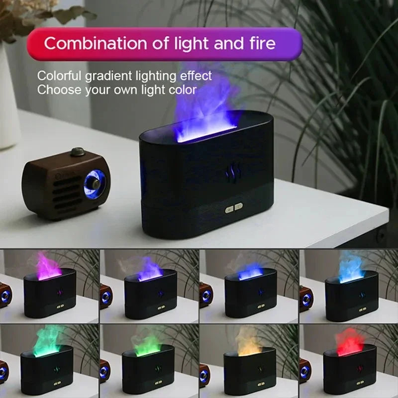 LED Lighting Ultrasonic Air Humidifier Colorful Flame Fragrance Essential Oil Lamp Perfume Simulation - Tech genius & freaks