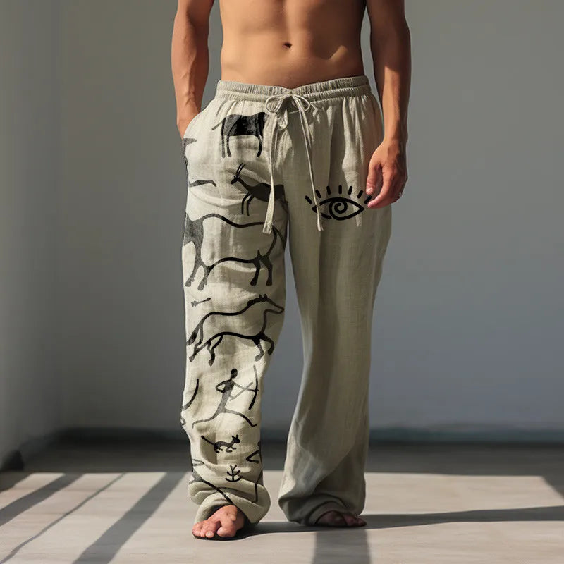 Men's Summer Fashion Casual Beach Pants Wide Leg Pants Hawaiian Style 3D Printed Wide Leg Pants - Tech genius & freaks