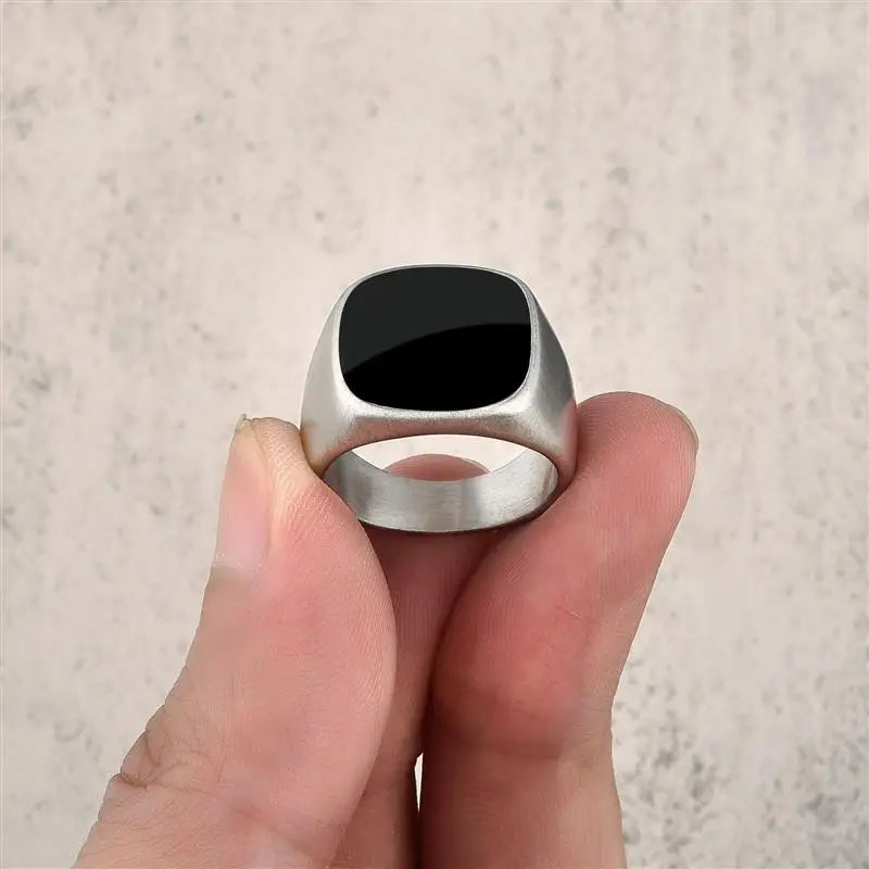 Fashion Male Punk Rock Stainless Steel Black Frosted Ring For Men Women Hip Hop Party Male Wedding Jewelry Gift - Tech genius & freaks