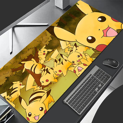 Mouse Pad Lockedge Large Gaming Accessories Computer Gamer Keyboard Pad Pokemon Pikachu Mouse Mat Desk XXL Mousepad For LOL - Tech genius & freaks