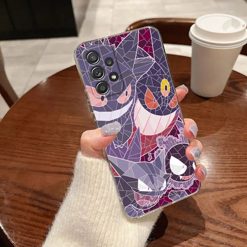 For Samsung Galaxy A55 Case A54 A52 A53 A15 A14 A13 A21S A23 A51 A34 A35 A33 A32 A72 A71 Clear Cover Pokemon Gengar Eevee Anime - Tech genius & freaks