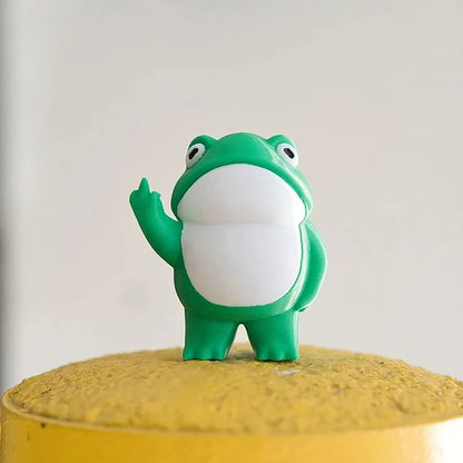 Rebellious Frog Figurine Cute Frog Garden Statue Middle Finger Frog Ornament Mini Resin Frog Figurine For Fairy Garden Decor - Tech genius & freaks