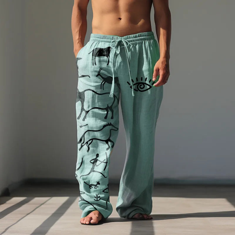 Men's Summer Fashion Casual Beach Pants Wide Leg Pants Hawaiian Style 3D Printed Wide Leg Pants - Tech genius & freaks