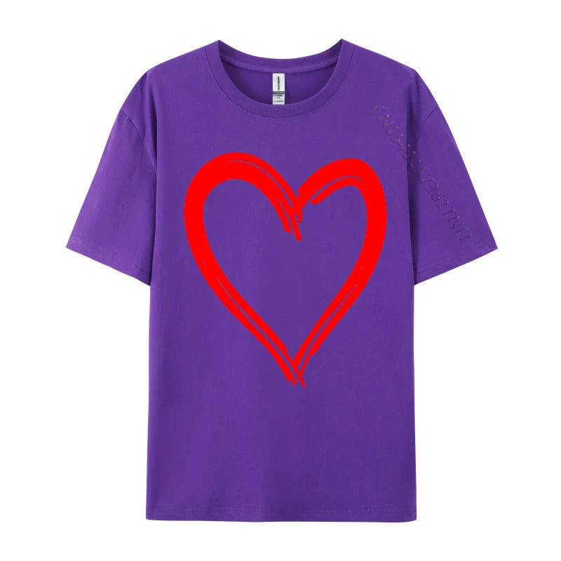 Red Heart Cool Love Heart Valentines Day Faddish Men T-Shirt Fitness Tight Simple Style Tops & Tees Pure Cotton Camis - Tech genius & freaks