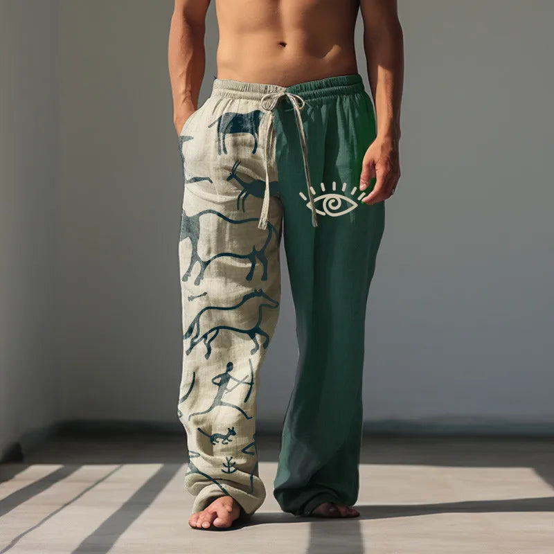 Men's Summer Fashion Casual Beach Pants Wide Leg Pants Hawaiian Style 3D Printed Wide Leg Pants - Tech genius & freaks