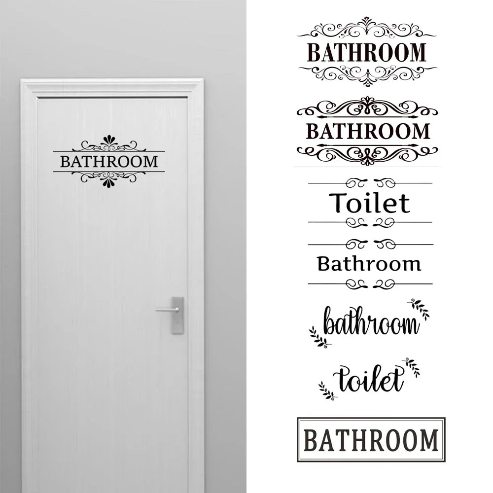 Self Adhesice Bathroom Toilet Decals Wall Stickers Room Decorations New Design Wall Art Bathroom WC Door Signs Sticker - Tech genius & freaks