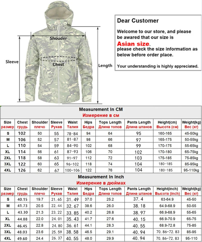 Tactical Jacket Winter Suit Waterproof Hiking Windproof Military Hunting Clothes Fishing Wear Fleece Softshell Tactical Suit - Tech genius & freaks