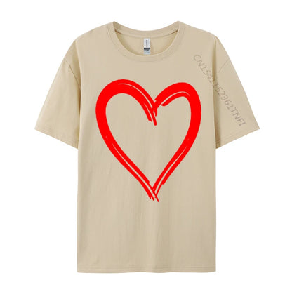 Red Heart Cool Love Heart Valentines Day Faddish Men T-Shirt Fitness Tight Simple Style Tops & Tees Pure Cotton Camis - Tech genius & freaks