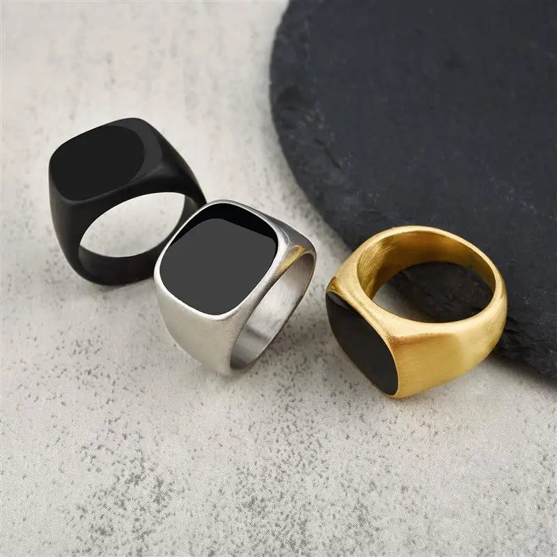 Fashion Male Punk Rock Stainless Steel Black Frosted Ring For Men Women Hip Hop Party Male Wedding Jewelry Gift - Tech genius & freaks