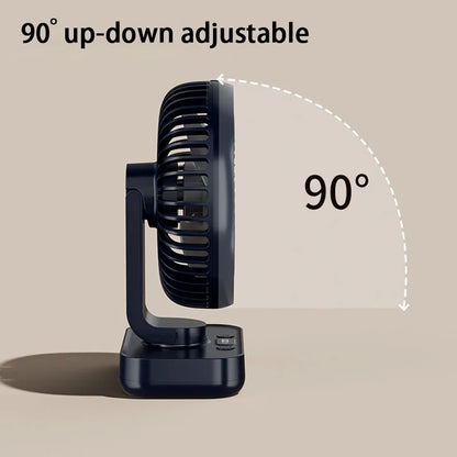 Portable Table Fan Type-c Rechargeable 4 Speeds Desk USB Cooling Fan Wireless Oscillating Wall Hanging Fan 90° Degrees Adjust - Tech genius & freaks