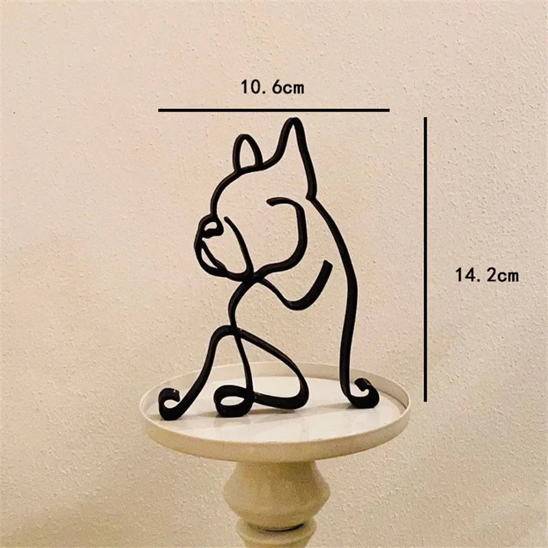 ROTORS Dog Minimalist Art Sculpture, Metal Abstract Dog Line Geometric Drawing Art Statue, Creative Puppy Line Drawing Ornaments - Tech genius & freaks