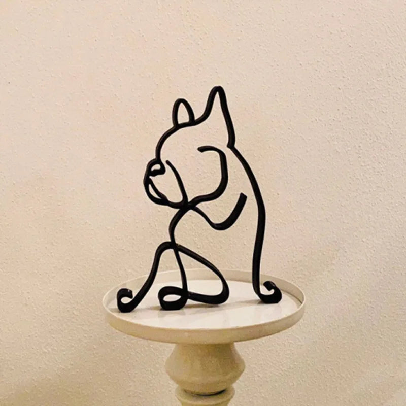 ROTORS Dog Minimalist Art Sculpture, Metal Abstract Dog Line Geometric Drawing Art Statue, Creative Puppy Line Drawing Ornaments - Tech genius & freaks